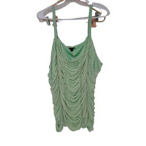 Torrid Size 6 Womens Top Green Stretch Mesh Cropped Shirred Cami Tank NWT